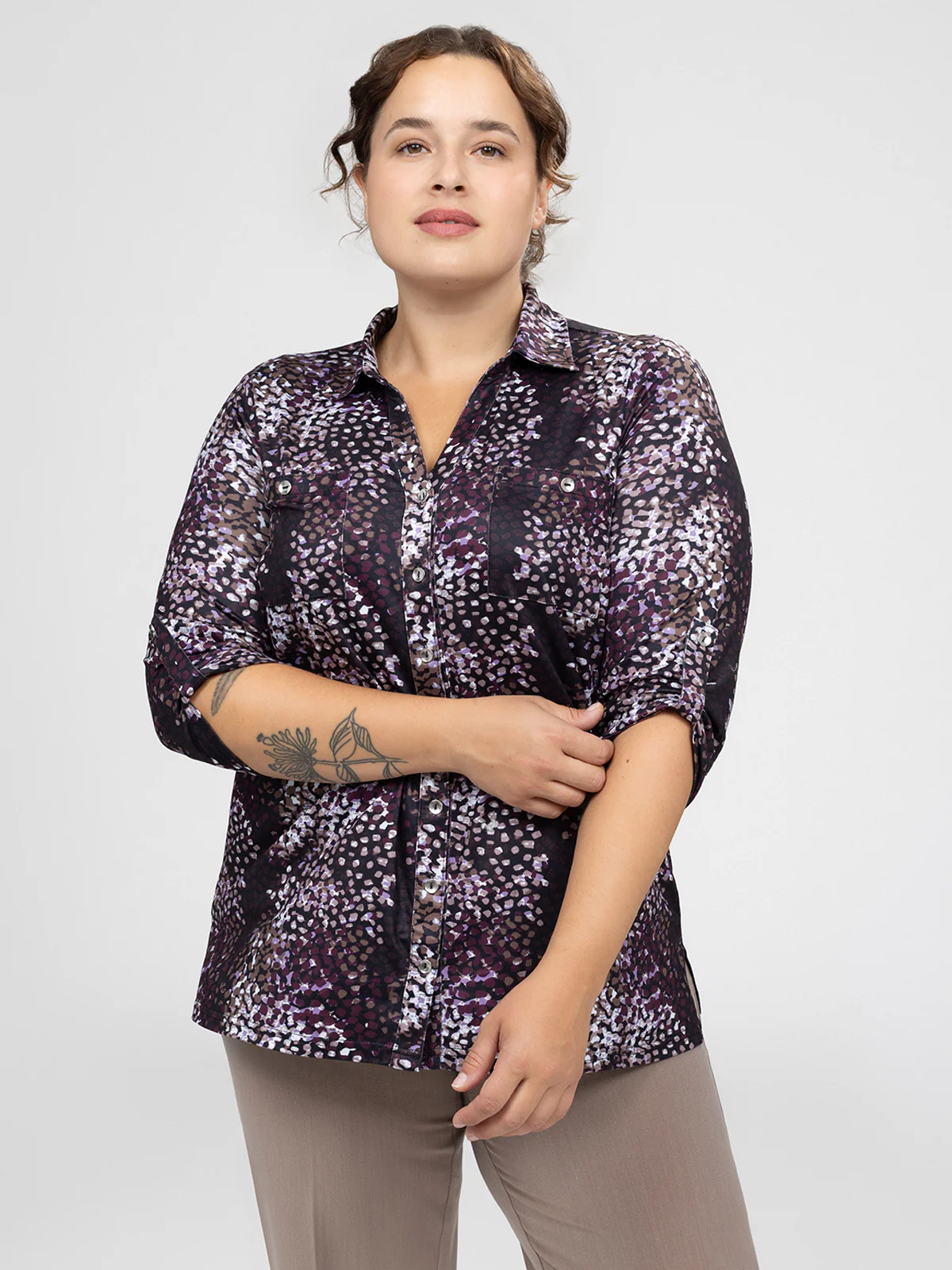 Blouse à manches 3/4 avec boutons - Image 2