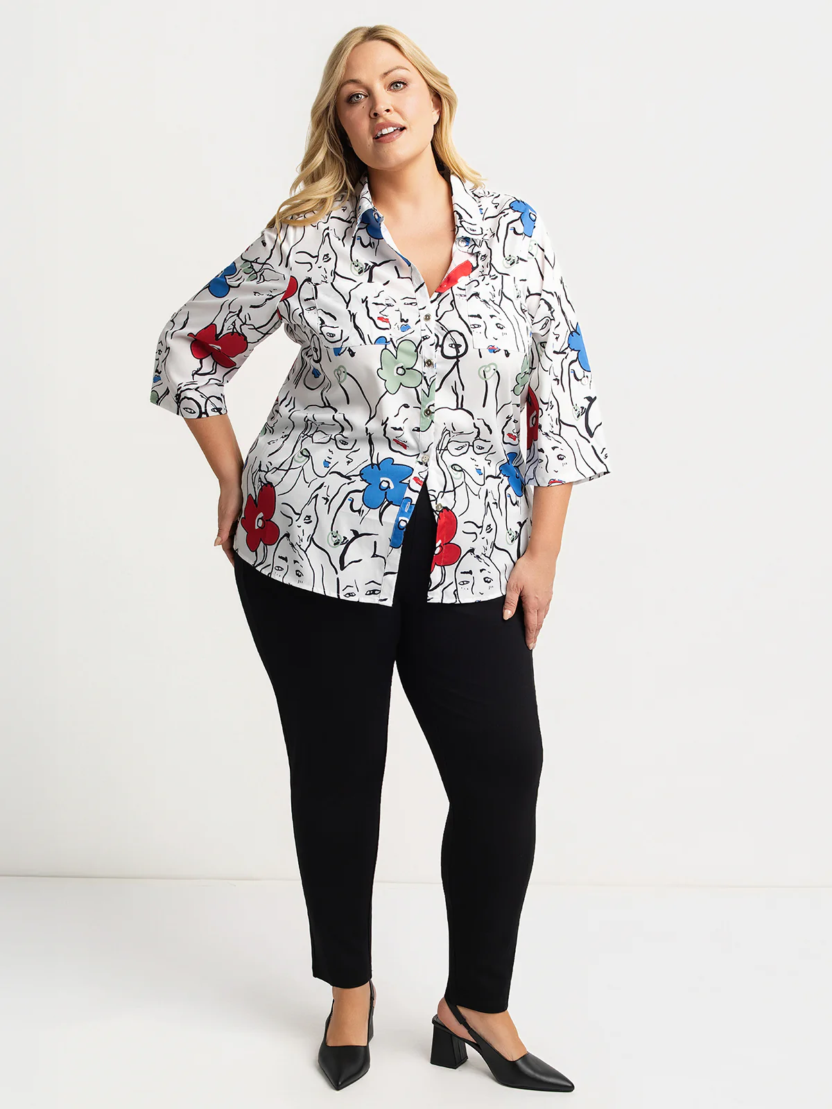 Blouse à manches 3/4 avec boutons - Image 3
