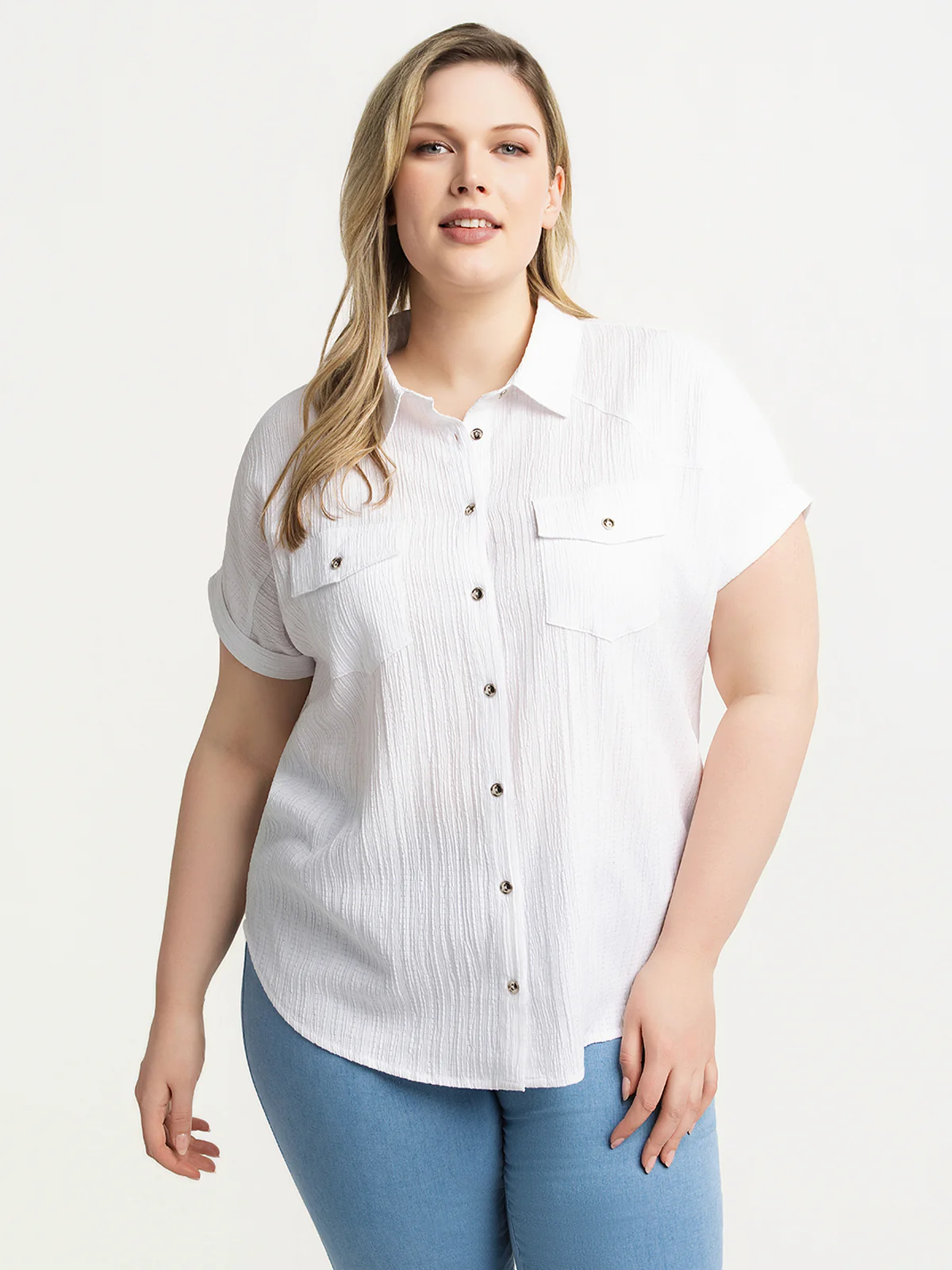 Blouse ample à manches courtes avec boutons - Image 8