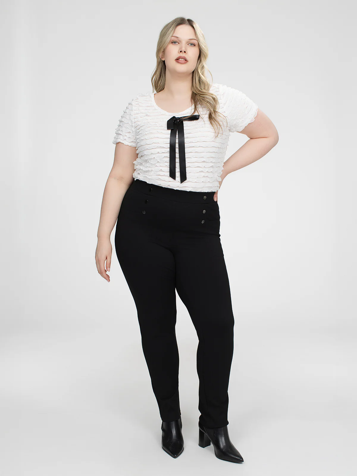 Pantalon droit ajusté en tricot à enfiler